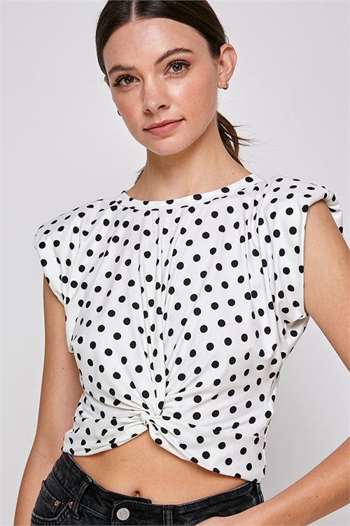 "DOTTIE" PADDED SHOULDERS TOP