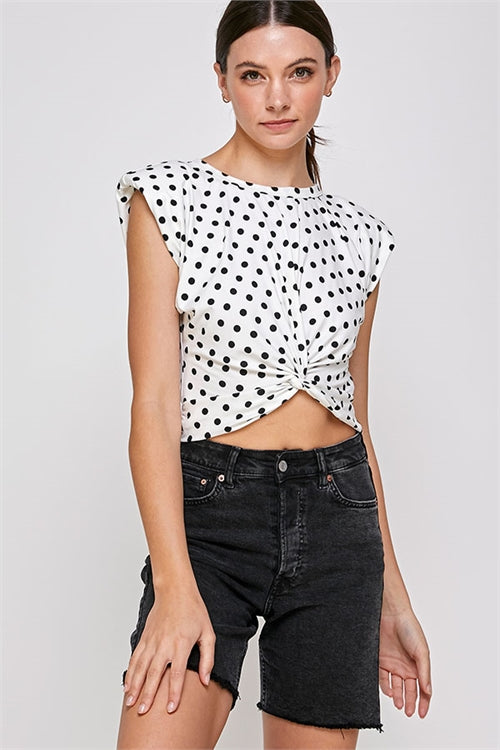 "DOTTIE" PADDED SHOULDERS TOP