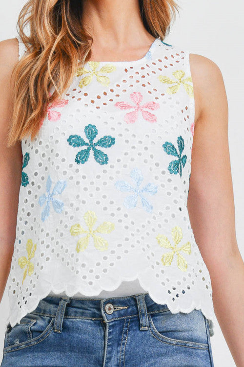 MAY FLOWERS EMBROIDERY TOP